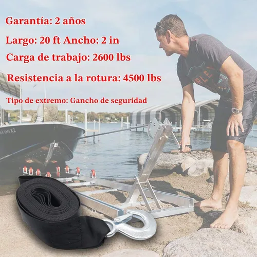 Vista 6 de Correa de cabrestante marino de Botepon para remolque de barco con gancho, correa de repuesto de cabrestante marino para carga, lanzamiento