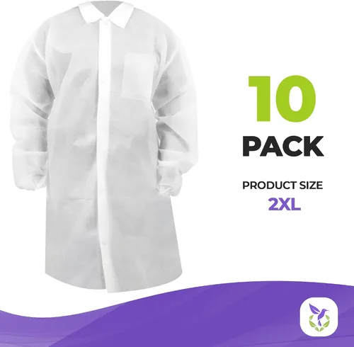 Vista 2 de Disposable Lab Coats SPP 50 GSM with Snaps, Elastic Wrists, Folded Collar, and Pocket