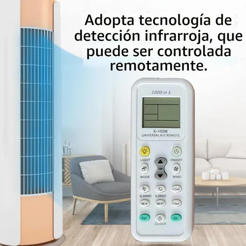 Vista 2 de K-1028E - Control remoto universal de aire acondicionado A/C, apto para Haier, Geli, Hitachi, Panasonic, LG, Sharp, Gree, Midea, Bosch, Toshiba