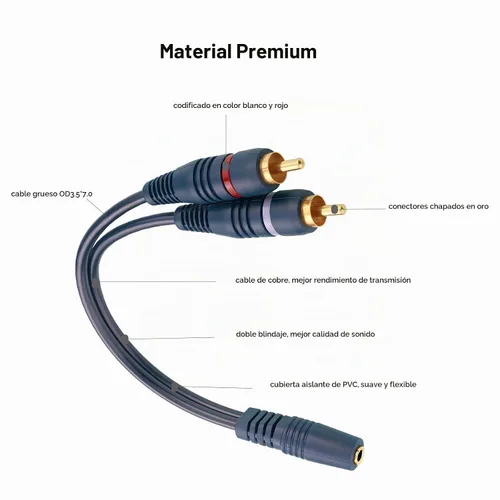 Vista 2 de 2 unids 0.1 in a RCA Audio estéreo Y Cable RCA a AUX adaptador para altavoz