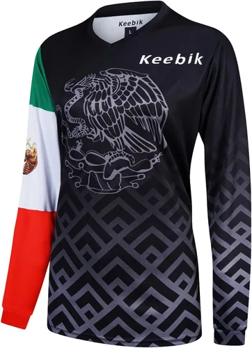 Vista 2 de Keebik Camiseta de ciclismo de montaña para mujer, manga larga MTB México, camiseta de motocycle todoterreno, transpirable, absorbe la humedad