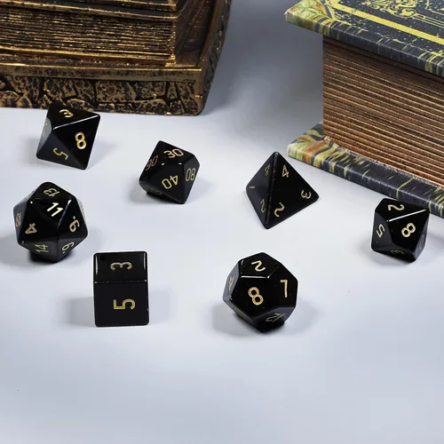 Vista 5 de SUNYIK Juego de 7 dados poliédricos DND de piedra de cristal pulido para juegos de mesa RPG MTG, dados de juego DND, mazmorras y dragones