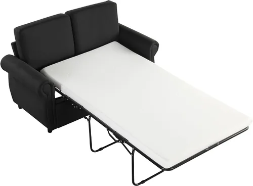 Vista 8 de Sofá cama extraíble, sofá biplaza con colchón de memoria de tamaño individual con 2 puertos USB para sala de estar (negro)