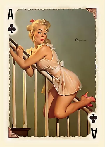Vista 3 de Naipes vintage para chicas Pin-Up Póker de 54 cartas y baraja de puente con arte clásico de los años 40 a 50