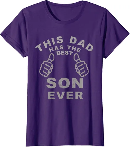 Vista 11 de Camiseta con texto en inglés "This Dad Has the Best Son Ever", regalo del día del padre, Negro
