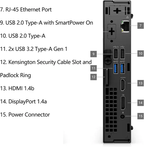 Vista 3 de Dell Optiplex - Computadora de escritorio micro Intel i7-13700, 64 GB de RAM, SSD NVMe de 2 TB, soporte para 2 monitores, DisplayPort, HDMI, BT