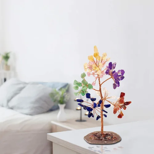 Vista 5 de Mina Heal Árbol bonsái de cristales curativos para decoración del hogar, decoración de habitación y escritorio de oficina, regalos espirituales
