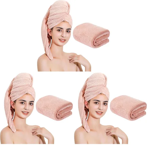 Vista 24 de Toalla de microfibra para el cabello de secado rápido, toallas de secado de pelo, adecuadas para todo tipo de cabello, ultra absorbente, cabello Azul