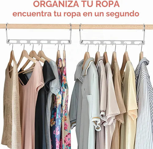 Vista 7 de Perchas que ahorran espacio, paquete de 12 organizadores de perchas de metal, ahorran espacio en el armario, perchas mágicas plegables para ropa