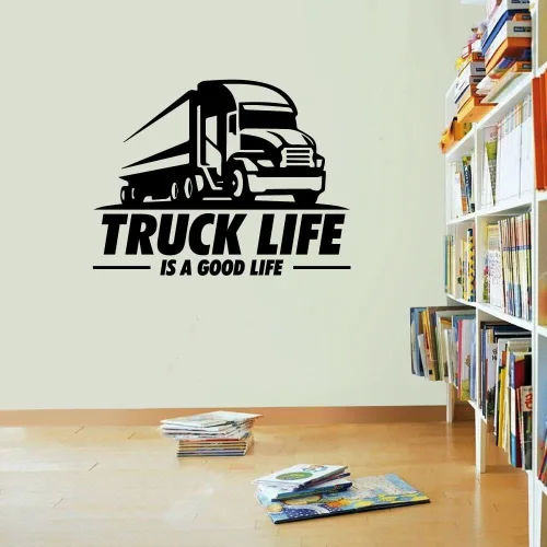 Vista 2 de Truck Life Is A Good Life - Calcomanía de vinilo para pared con texto en inglés "Truck Life Is A Good Life", diseño decorativo de pared