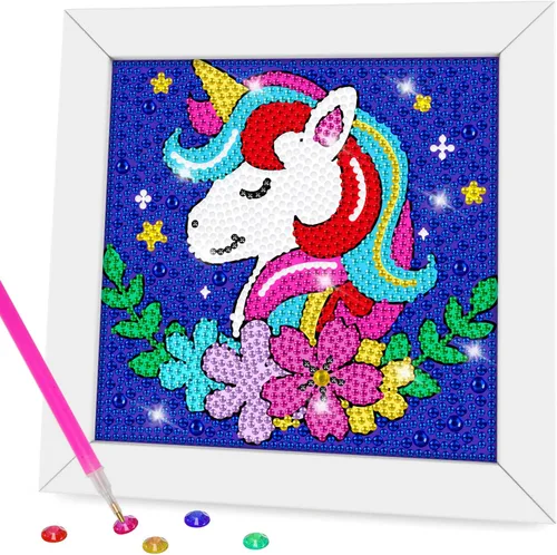 Vista 10 de QEUOYSS Kit de arte de diamantes para niños con marco de madera, arte y manualidades para niños de 6 a 8 a 10 a 12 años, fácil de hacer tú mismo