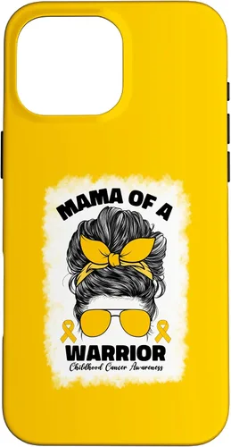 Vista 19 de Mama of A Warrior Messy Bun Mom Childhood Cancer Awareness Case for iPhone 17