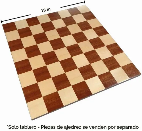 Vista 2 de Zelus - Tablero de ajedrez para torneo sin bordes con incrustaciones de madera de caoba, grande de 18 x 18 pulgadas, solo tabla