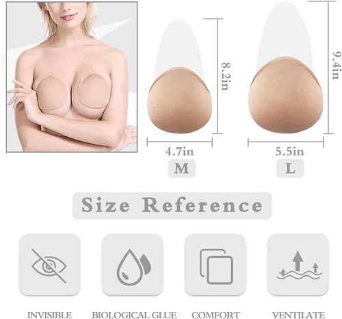 Vista 6 de FULNEW Backless Strapless Sticky Bra Push Up Adhesive Bra, Reusable Invisible Lifting Bra Breast Lift Nippleless Covers