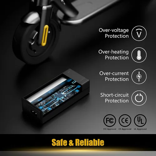 Vista 8 de Carsty Cargador Hoverboard de 42 V, cargador eléctrico para scooter con enchufes 5 en 1 Carga rápida de 1.5 A con certificación UL, compatible