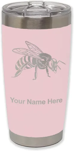Vista 12 de LaserGram Vaso aislado al vacío de 20 onzas, abeja miel, grabado personalizado incluido (negro)