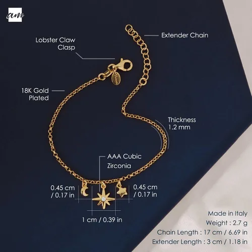 Vista 5 de Amberta Women 925 Sterling Silver Celestial Bracelets