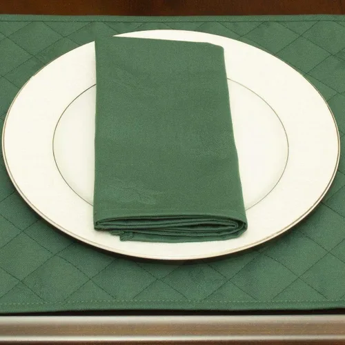 Vista 2 de Servilletas de tela jacquard con dobladillo enrollado verde sólido - Juego de cuatro