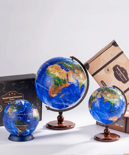 Vista 6 de Pintoo Rompecabezas 3D clásico pequeño globo de tierra de 6 pulgadas con 240 piezas de plástico curvas, globos del mundo para adultos unisex