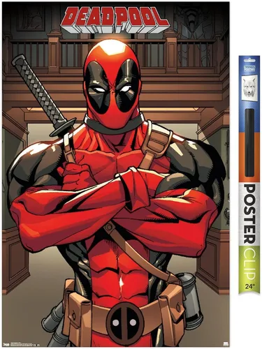 Vista 15 de Trends International Marvel Comics Deadpool - Póster de pared de postura, 14.725 x 22.375 pulgadas, versión enmarcada de madera de granero