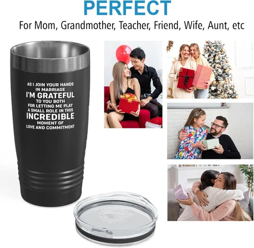 Vista 5 de Bride Gift from Officiant Tumbler 20oz Black -Hands Marriage - Bridal Shower Bride To Be Bachelorette Party Newlywed Wedding Officiant Brother