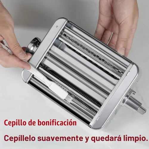 Vista 7 de Accesorio de metal para hacer pasta KitchenAid, accesorio de pasta 3 en 1 para batidora de pie, accesorio de rodillo de pasta ajustable de 8