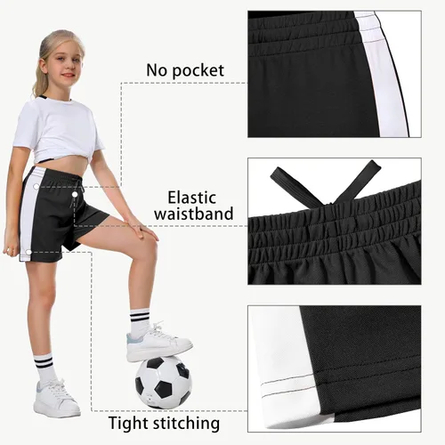 Vista 3 de MIVEI Pantalones cortos deportivos de fútbol para niñas pantalones cortos deportivos de baloncesto de secado rápido para gimnasio pantalones cortos