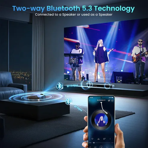 Vista 7 de [Compatible con Netflix/alto brillo] Proyector inteligente con WiFi 6 y Bluetooth 5.3, proyector de películas para exteriores 4K con Prime