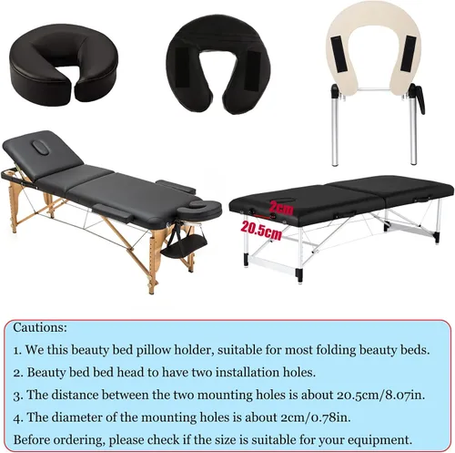 Vista 4 de Reposacabezas de masaje - Almohada ajustable en forma de U de aluminio para cama y cuna facial - Equipo de spa de belleza