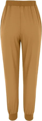 Vista 5 de DGZTWLL Pantalones de lino para mujer, de verano, talla pequeña, talla grande, cintura alta, cónicos, casuales, pantalones deportivos de yoga