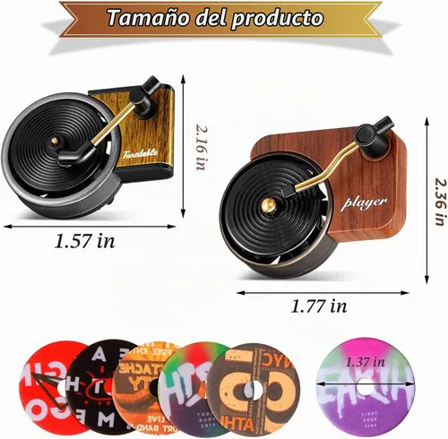 Vista 2 de 14 piezas ambientador de coche, tocadiscos para coche, difusores de fragancia de aire, clips retro incluidos, 2 clips de ventilación