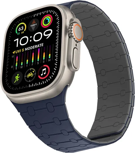 Vista 28 de Compatible con correa de Apple Watch de 49mm 46mm 45mm 44mm 42mm 41mm 40mm 38mm, correa de bucle magnético ajustable de silicona para iWatch Ultra