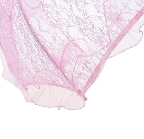 Vista 3 de Amosfun Sombrilla de encaje rosa Vintage Boda nupcial paraguas hecho a mano flores bordado paraguas para novia novia foto dama traje 1920s fiesta