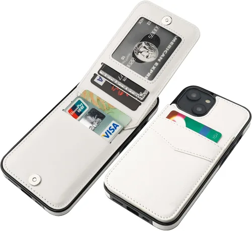 Vista 27 de KIHUWEY Compatible con iPhone 14 Funda Cartera con Soporte para Tarjeta de Crédito, Flip Cuero Premium Cierre Magnético Soporte Funda Protectora