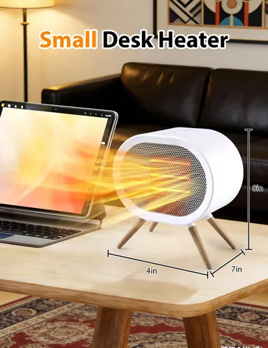 Vista 2 de Lindo calentador de espacio, calentadores de espacio portátiles para uso en interiores, calentador de escritorio eléctrico pequeño de 1000 W