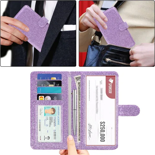 Vista 5 de ACdream Funda para chequera, cartera de cuero con bloqueo RFID