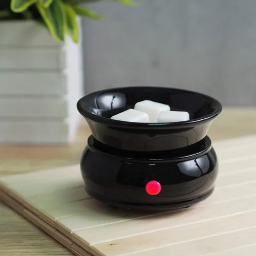 Vista 2 de Hosley - Calentador eléctrico de cerámica negra para cera de fragancia, líquido de potpurrí. Ideal para spa y aromaterapia. Usa cubos de cera
