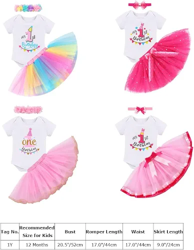 Vista 6 de ODASDO Baby Girl - Juego de 3 tutú, 3 unidades, para fiesta de cumpleaños