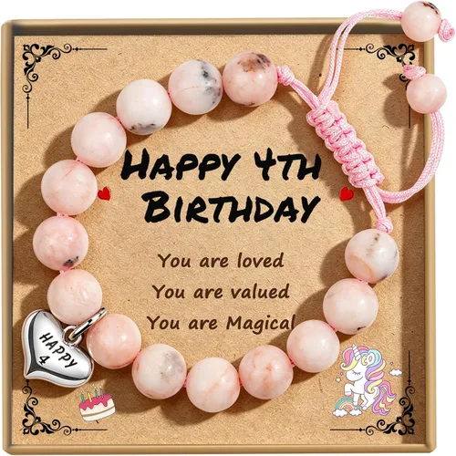 Vista 20 de Sereney Regalos de cumpleaños para niñas, pulseras de cuentas hechas a mano rosa para adolescentes