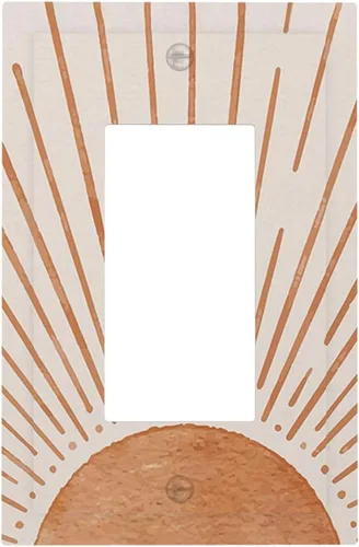 Vista 19 de Placa de pared eléctrica de 1 gang sin dispositivo en blanco, bohemio naranja vintage años 70 60s beige amanecer puesta de sol mediados de siglo