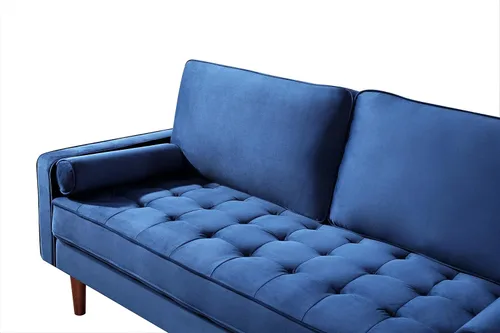 Vista 42 de Container Furniture - Sofá de piel sintética para la sala de estar moderna con cojines extraíbles y patas de madera maciza, sofá estilo lujoso