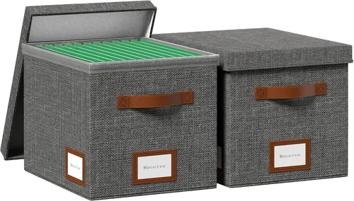 Vista 8 de Caja organizadora de archivos con tapa para colgar, organizador de archivos decorativo con riel deslizante de plástico integrado de una pieza Negro
