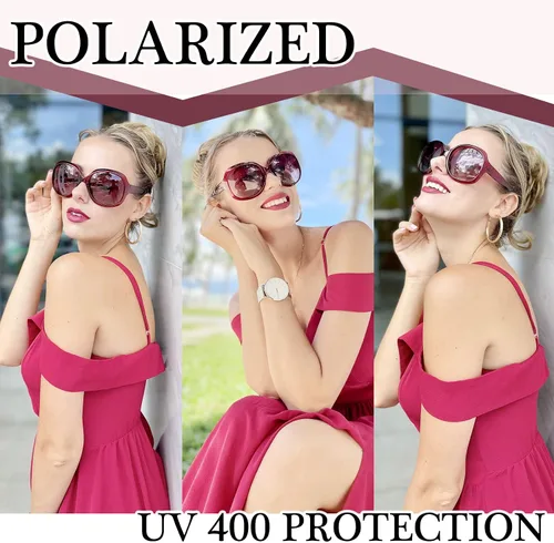 Vista 153 de Joopin Lentes de sol de gran tamaño para mujer, polarizados, grandes, para conducción, protección UV, grandes sombras