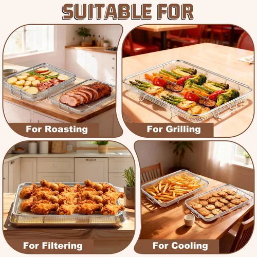 Vista 6 de P&P CHEF Cesta para freidora de aire de 15.4 pulgadas para horno, estante