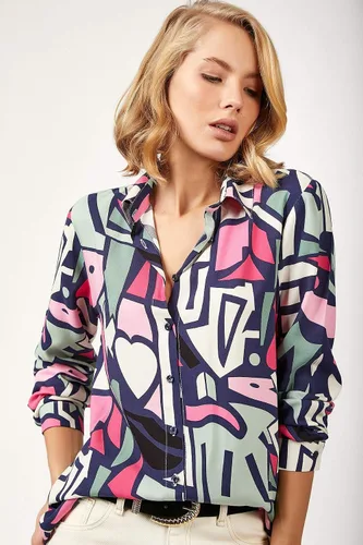Vista 5 de Blusas para mujer, camisas informales de manga larga con botones, tallas XS a 3XL