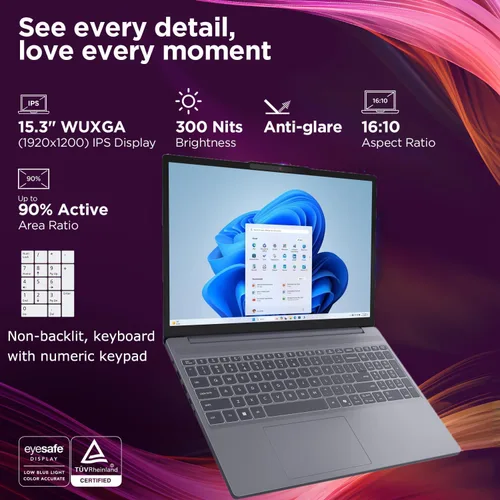 Vista 3 de Lenovo Portátil para juegos, AMD 6 núcleos Ryzen 5 7535HS, 16 GB DDR5 RAM, 1 TB PCIe SSD, gráficos Radeon 660M, pantalla FHD IPS de 15 pulgadas, PC