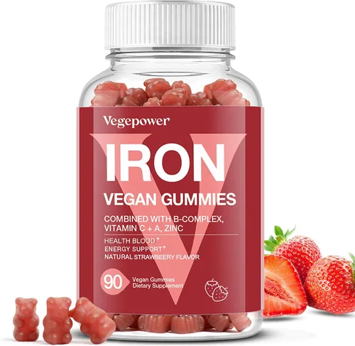 Vista 12 de Suplemento de gomitas de hierro vegano - con vitamina C, A, complejo B, folato, zinc para adultos y niños - Apoyo para la salud de la sangre