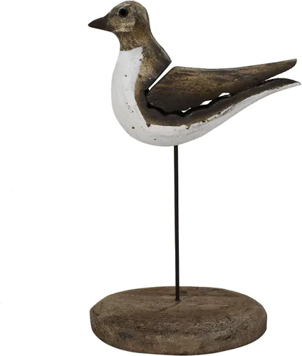 Vista 9 de Estatua de pájaro marino de madera, gaviota en el soporte, escultura náutica de aves costeras, para interiores y exteriores, figura de animales