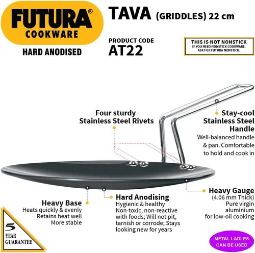 Vista 3 de Hawkins Futura Tava anodizada dura de 22 cm, 4,06 mm (Negro)
