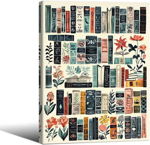 Vista 32 de Haitunone Arte de Pared de Lectura Femenina Victoriana Academia Oscura Libros Melancólicos Póster Pintura al Óleo Antigua Impresiones en Lienzo